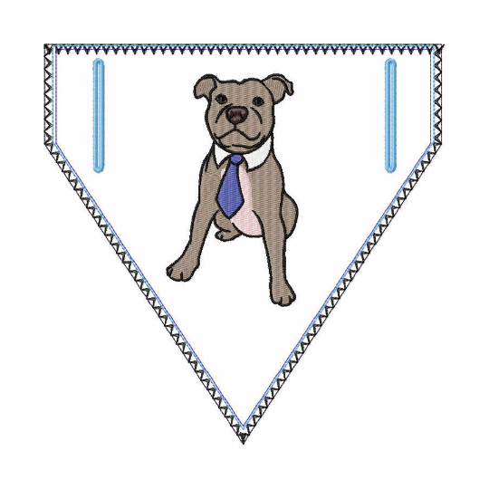 Pitbull Doggie Bandanna 03 - In The Hoop Machine Embroidery Design