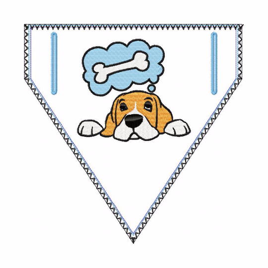 Beagle Doggie Bandanna 02 - In The Hoop Machine Embroidery Design