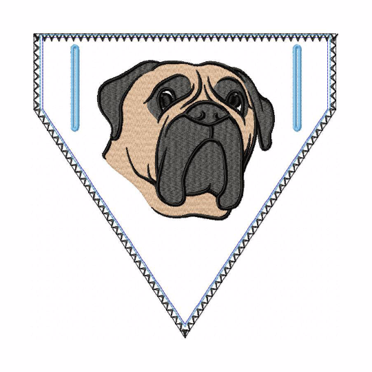 Bullmastiff Doggie Bandana 04 - In The Hoop Machine Embroidery Design