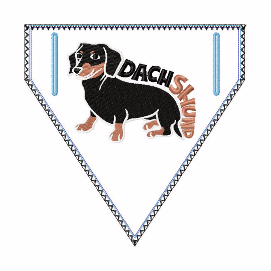 Dachshund Doggie Bandana 05 - In The Hoop Machine Embroidery Design