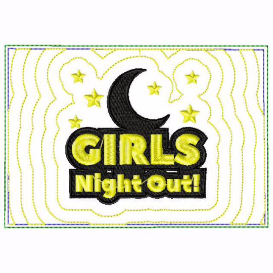 Girls Night Small Money Purse 02 - In The Hoop Machine Embroidery Design