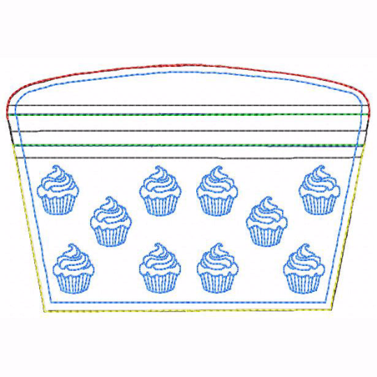 Cupcake Small Money Purse 01 - In The Hoop Machine Embroidery Design