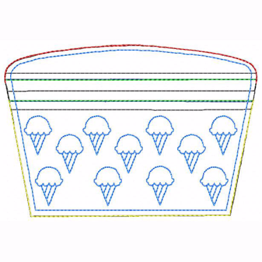 Ice Cream Small Money Purse 09 - In The Hoop Machine Embroidery Design