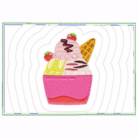 Ice Cream Small Money Purse 10 - In The Hoop Machine Embroidery Design