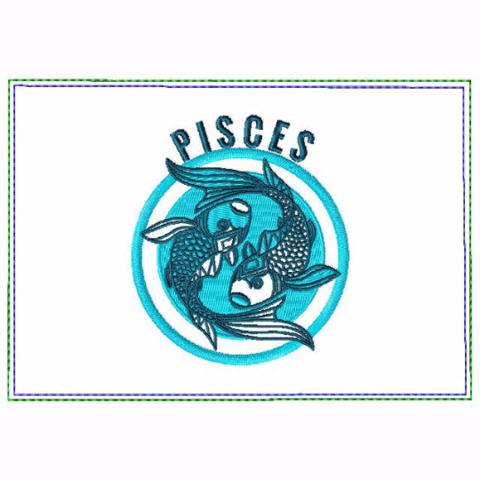 Pisces Zodiac Small Money Purse - In The Hoop Machine Embroidery Design