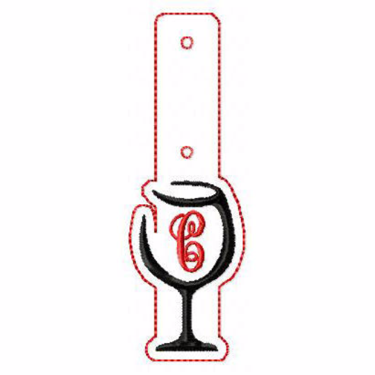 26 Wine Glasses Monogram Key Fobs - In The Hoop Machine Embroidery Designs - Instant Download!