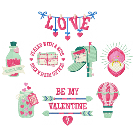 Valentine Collection of 8 Machine Embroidery Designs