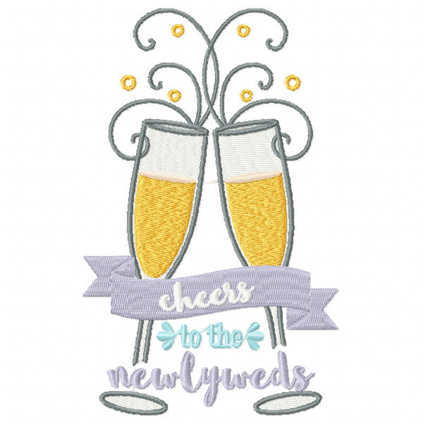 Cheers to the Newlyweds Champagne - Champagne Toast Collection #05 - Machine Embroidery Design