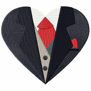 Red Tie Tuxedo - Bride & Groom Hearts - Groom Tuxedo Collection #01 Machine Embroidery Design