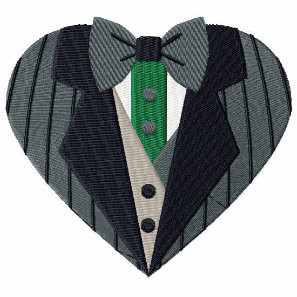 Stripes Tuxedo - Bride & Groom Hearts - Groom Tuxedo Collection #05 Machine Embroidery Design