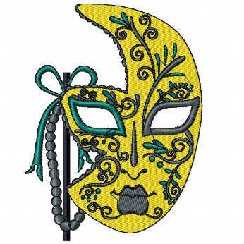 Yellow Masquerade - Mardi Gras Collection #03 Machine Embroidery Design