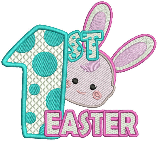 Baby's First Easter #01 Stitched and Applique Machine Embroidery Design