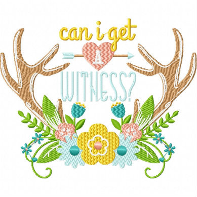Can I Get A Witness Antler Wreath - Rustic Wedding Collection #05 Machine Embroidery Design