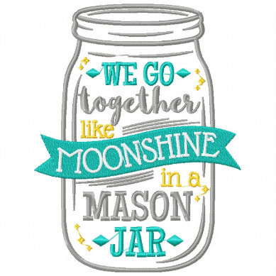 Moonshine in a Mason Jar - Rustic Wedding Collection #12 Machine Embroidery Design