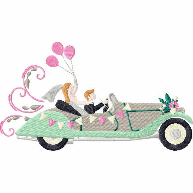 Classic Wedding Car - Vintage Wedding Collection #04 Machine Embroidery Design