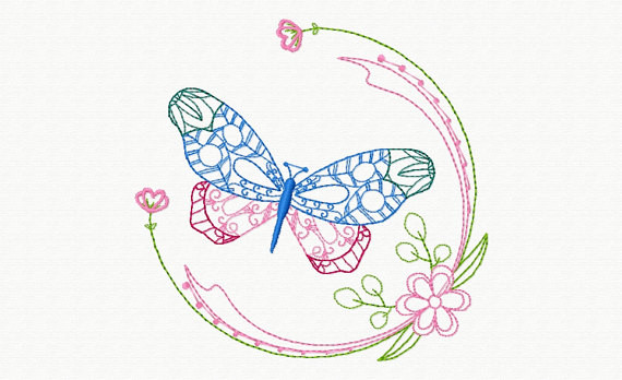 Beautiful Butterfly and Floral #02 Machine Embroidery Designs