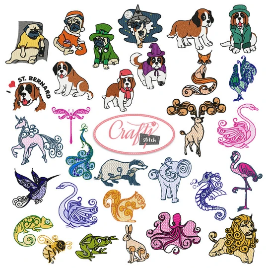 4x4 Hoop Animal Special - 105 Animal Machine Embroidery Designs!