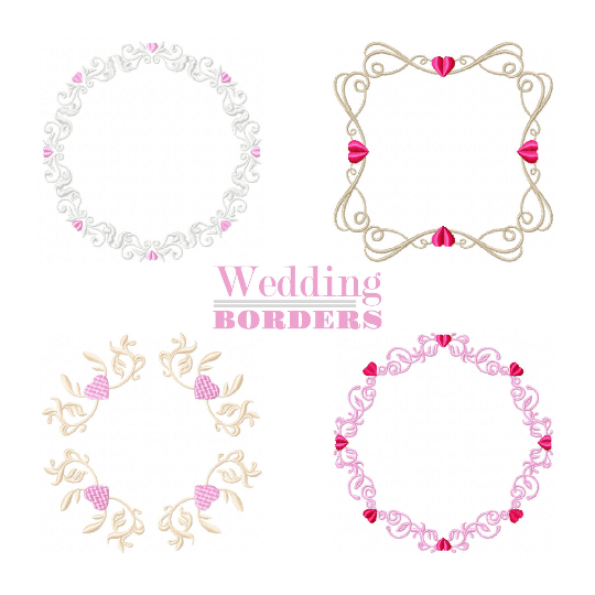 Machine Embroidery Designs - Wedding Borders Collection of 4