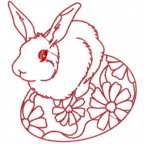 Easter Redwork Bunnies Collection #06 Machine Embroidery Design