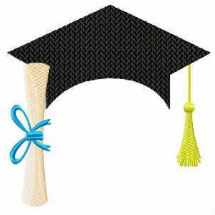Graduation Cap Monogram Frame Collection #01 Machine Embroidery Design