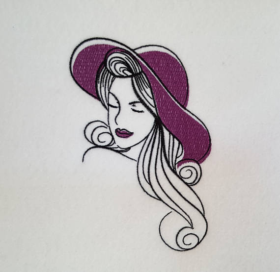 Summer Hat Modern Ladies #6 Machine Embroidery Designs