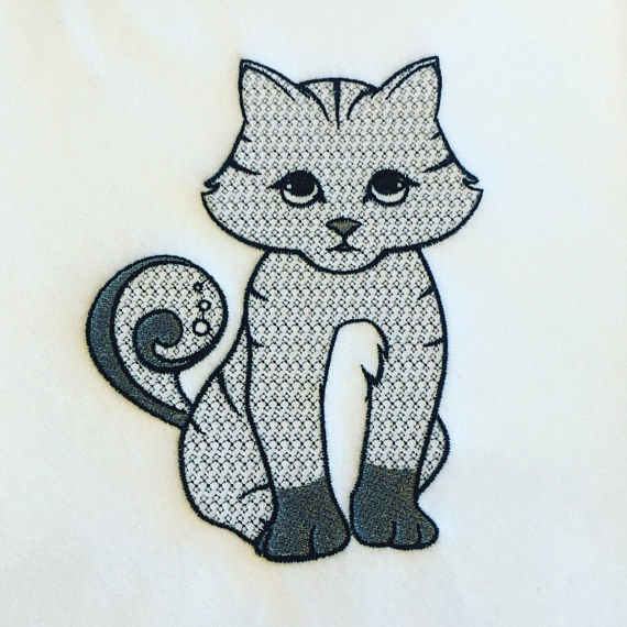 Ornamental Kitty Cat - Ornament Animal Collection #21 Machine Embroidery Design
