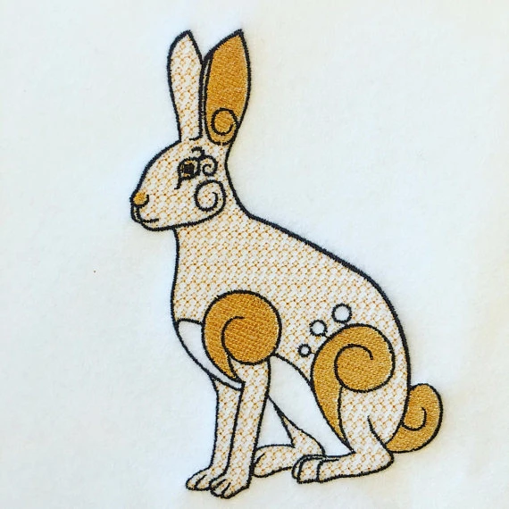 Ornamental Hare - Ornament Animal Collection #26 Machine Embroidery Design
