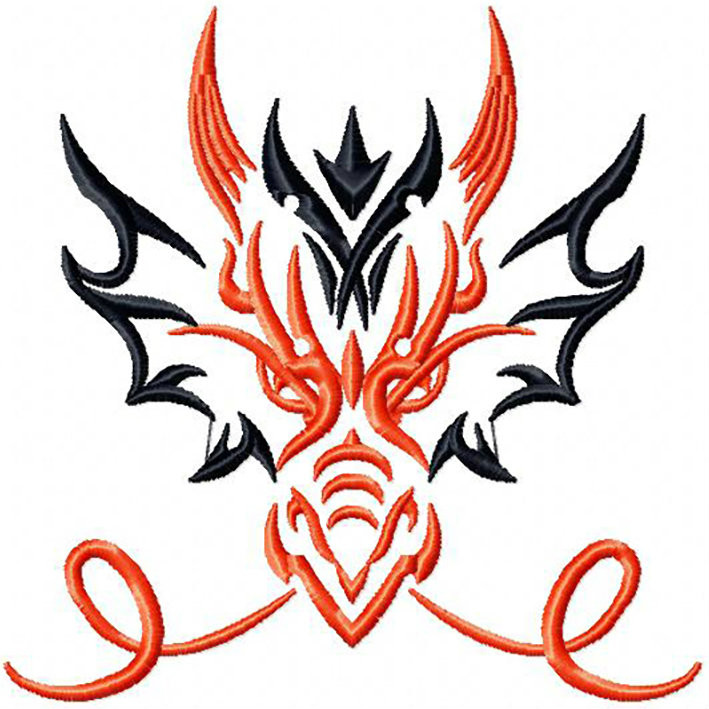 Smoking Dragon - Tribal Dragon #9 Machine Embroidery Design