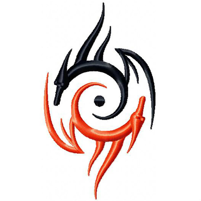 Yin Yang Dragon - Tribal Dragon #10 Machine Embroidery Design