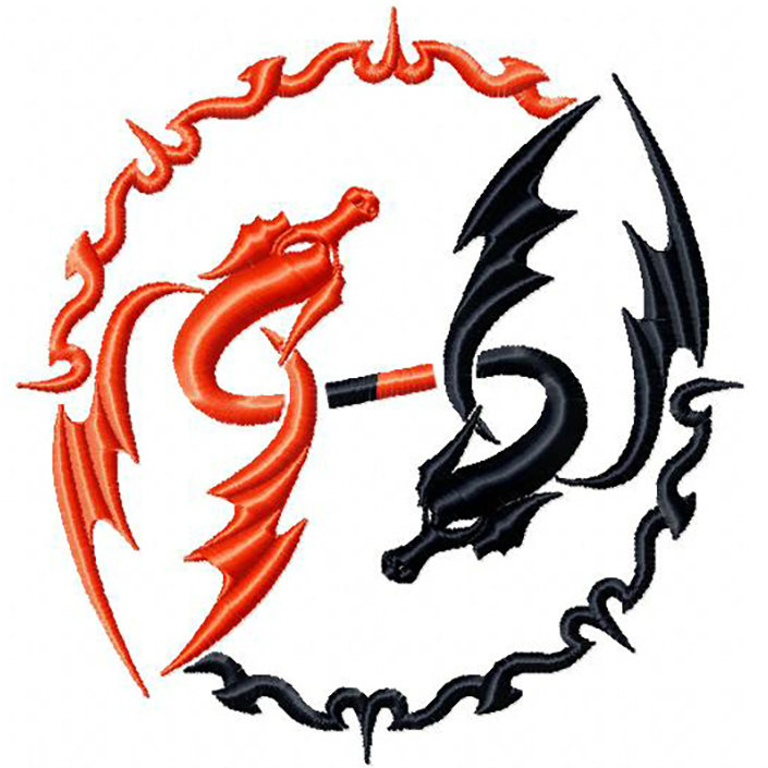 Yin Yang Dragon - Tribal Dragon #11 Machine Embroidery Design