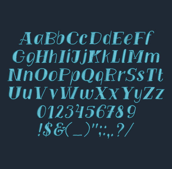 Vinograd - Filled Oblique Machine Embroidery Font Now Includes BX Format!