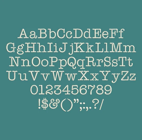 Type It Again! Typewriter Machine Embroidery Font