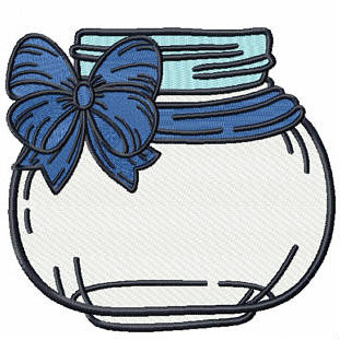 Blue Bow Mason Jar - Canning Jars #05 Machine Embroidery Design