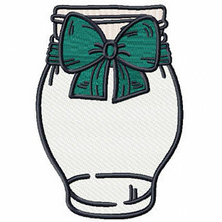 Blue Green Bow Mason Jar - Canning Jars #06 Machine Embroidery Design