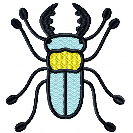 Stag Beetle - Insect Collection #12 Stitched and Applique Machine Embroidery Design