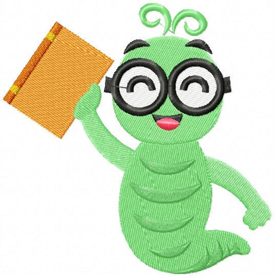 Happy Worm - Bookworm #06 Machine Embroidery Design