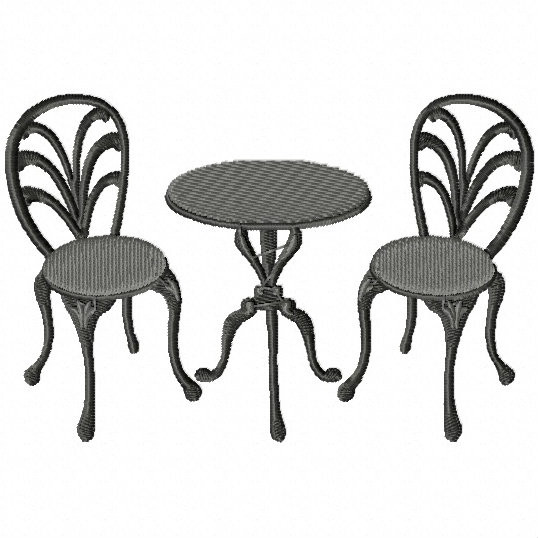 French Table and Chairs- French Cafe #13 Machine Embroidery Design
