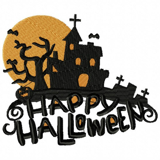 Haunted House - Happy Halloween #01 Machine Embroidery Design