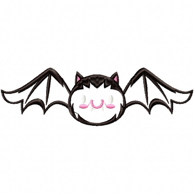 Halloween Bat - Halloween #01 Stitched and Applique Machine Embroidery Design