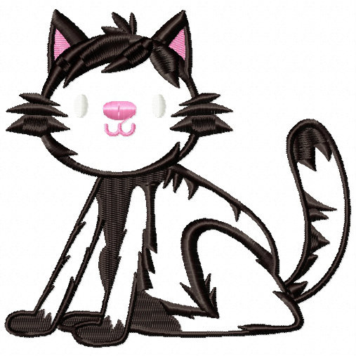 Halloween Black Cat - Halloween #02 Stitched and Applique Machine Embroidery Design