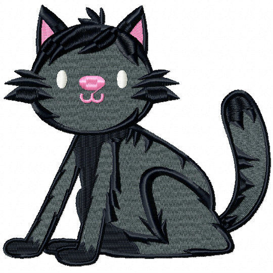 Halloween Black Cat - Halloween #02 Stitched and Applique Machine Embroidery Design