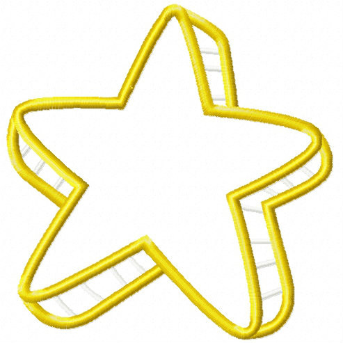 Bright Yellow Star - Stars #02 Stitched and Applique Machine Embroidery Design