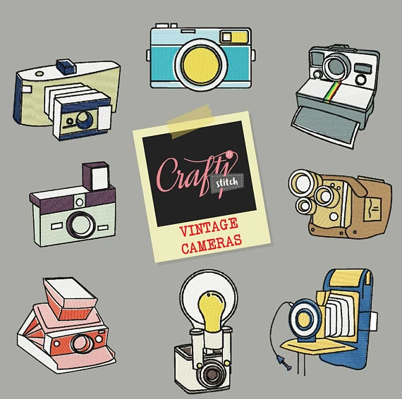Vintage Camera Collection 8 Machine Embroidery Designs