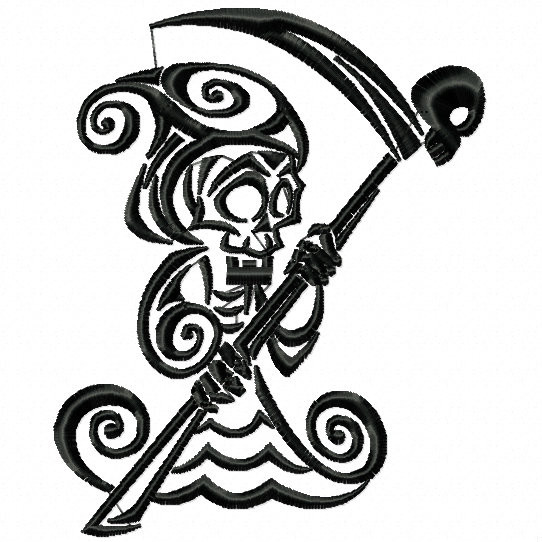 Grim Reaper - Tribal Tattoo Halloween Design #05 Machine Embroidery Design