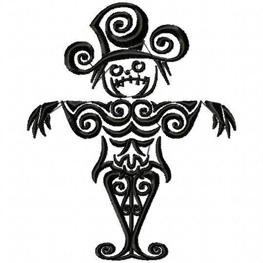 Scare Crow - Tribal Tattoo Halloween Design #06 Machine Embroidery Design