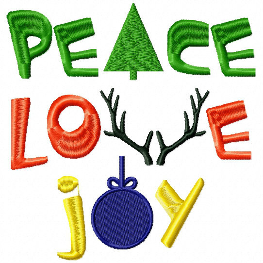 Peace Love Joy - Christmas Typography #05 Machine Embroidery Design