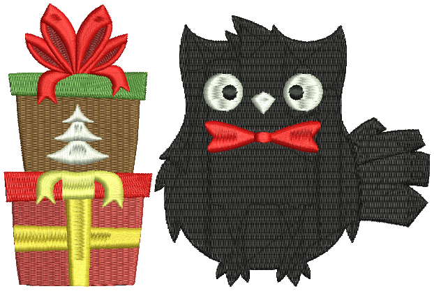 Christmas Owls #01 Machine Embroidery Design