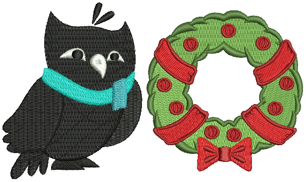 Christmas Owls #07 Machine Embroidery Design