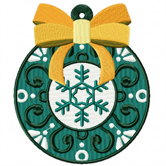 Yellow Ribbon Ornament - Christmas Ornaments #11 Machine Embroidery Design