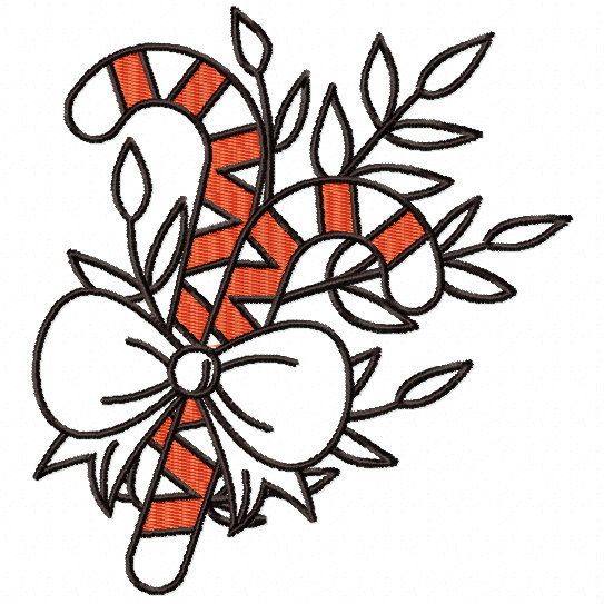 Candy Cane Ornament - Christmas Ornaments #14 Machine Embroidery Design